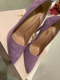 Scarpe decolte in camoscio n.39 lilla praticamente