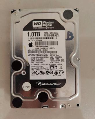 Hard Disk WD Black Intern PC 3,5 1TB APPLE Testato