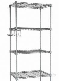 Scaffale in metallo con ruote e ganci, 6 ripiani