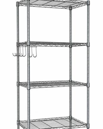 Scaffale in metallo con ruote e ganci, 6 ripiani