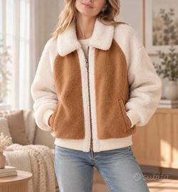 Giacca teddy Derhy bicolore beige e panna