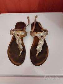 Sandali bassi infradito argento intrecciati - Tagl