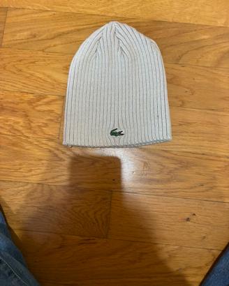 Cappello beige Lacoste originale lana