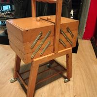 porta attrezzi da cucito in legno vintage sarto