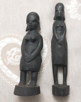 Coppia di Statuette africane in legno 