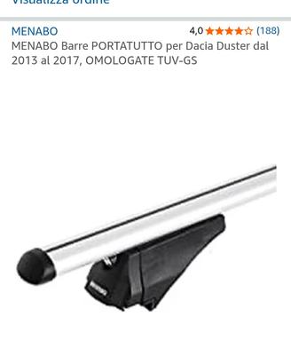 Barre portatutto Dacia Duster 2017