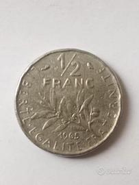 Moneta da 1/2 franco Francia 1965