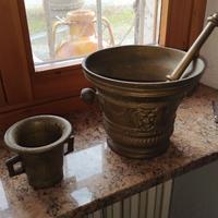 Grande mortaio in ottone anni 50