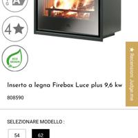 inserto a legna Firebox luce plus 9.6kw