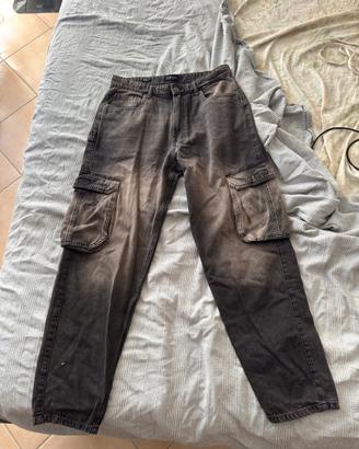 Jeans Cargo B.ANGEL OVS Baggy Grigi Acid Wash Y2K