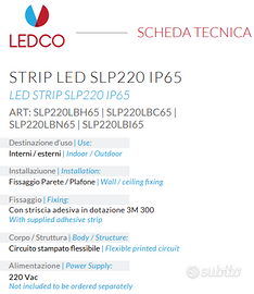 Ledco striscia led 5mt SLP220LBC65 alim. 220Vac