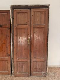 Porte vintage Pitch Pine - doppia anta con telaio