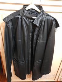 Cappotto in vera pelle nero uomo