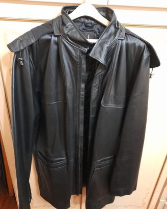 Cappotto in vera pelle nero uomo