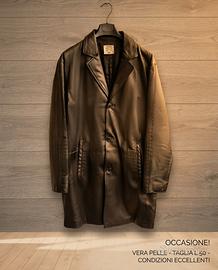 Cappotto uomo lungo in vera pelle nero Taglia L 50
