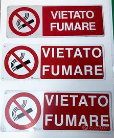 3 Cartelli "Vietato fumare" in metallo