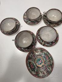 Servizio tazzine vintage stile cinese Canton
