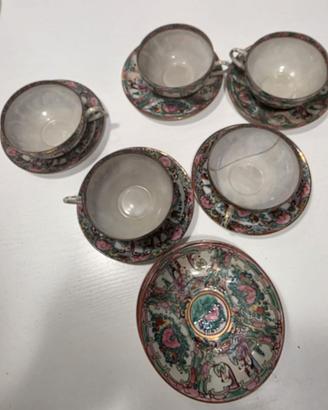 Servizio tazzine vintage stile cinese Canton