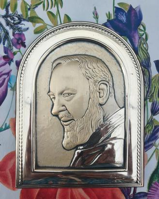 icona padre Pio argento