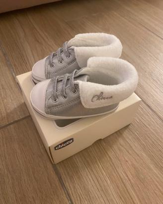 Scarpine Neonato Chicco Glitter Argento-tg. 19