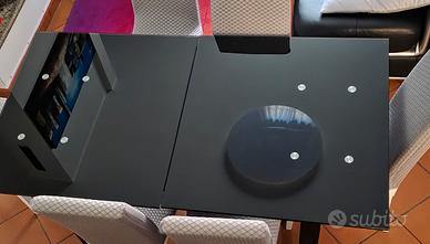 tavolo  in vetro nero rettangolare allungabile 