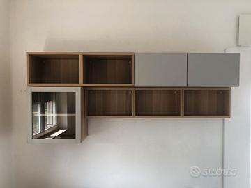 Parete attrezzata 240 cm rovere e grigio chiaro