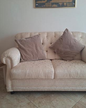 Splendido Divano Tessuto Damascato Crema/Beige 