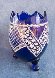 vasetto in vetro temperato e soffiato vintage 70