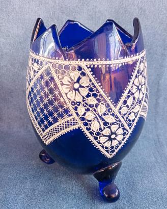 vasetto in vetro temperato e soffiato vintage 70