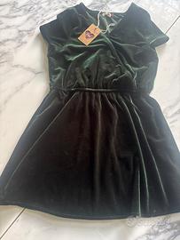 Vestito velluto verde bambina 7/8 anni