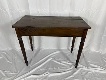 Tavolino legno scuro gambe tornite