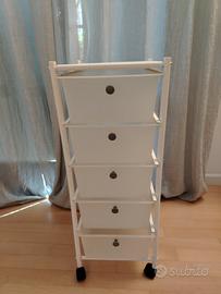 Mobiletto Bianco a 5 Cassetti con Ruote

