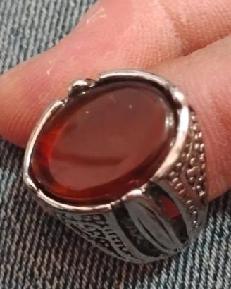 Anello Pakistan in Argento 925 con gemma Rossa 