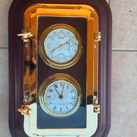 Orologio e Barometro stile Marina in ottone/legno