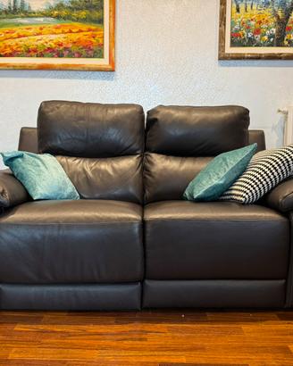 Divano Poltronesofà 2 posti, Vera Pelle con Relax