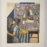 Quadro acquatinta Franco Gentilini 60x80‘il bacio’