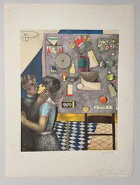 Quadro acquatinta Franco Gentilini 60x80‘il bacio’