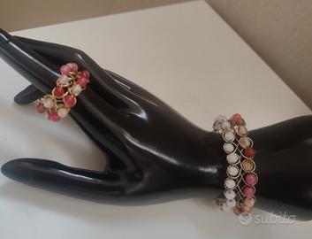 bracciale+anello a fascia agata ,ottone 