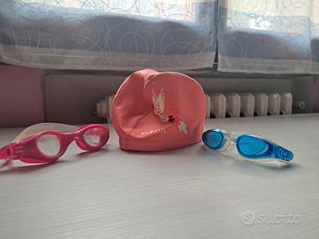 2 paia di occhialini e cuffia decathlon bimba  