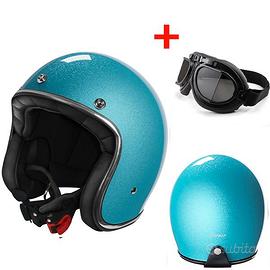 CASCO JET VINTAGE MOTO STORMER GLITTERATO OCCHIALI