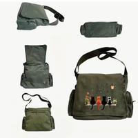 Borsa grande tessuto Oxford verde