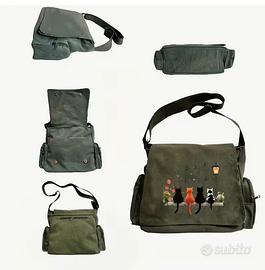 Borsa grande tessuto Oxford verde