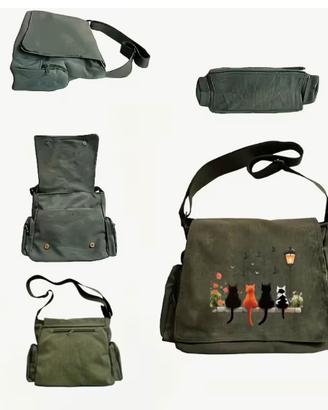 Borsa grande tessuto Oxford verde