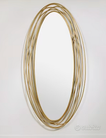Specchio ovale in ferro battuto dorato 72 x 150 cm