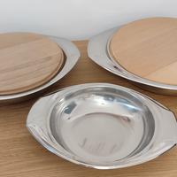 Set di tre coppe/piatti da portata con taglieri