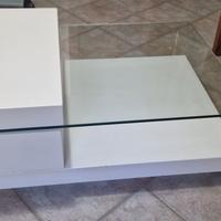 Tavolino Zamagna Mod. "Boat" vetro e laccato bianc