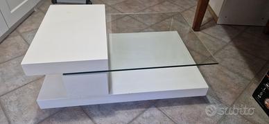 Tavolino Zamagna Mod. "Boat" vetro e laccato bianc