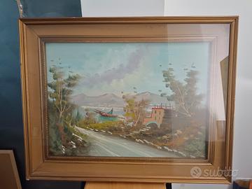 ANTICO DIPINTO OLIO SU TELA - MARINA - FIRMATO