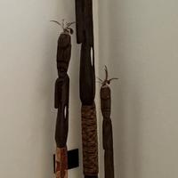 Trio OMINI PENSANTI in legno, arredamento etnico