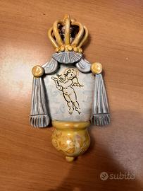 Acquasantiera antica in ceramica di Caltagirone 